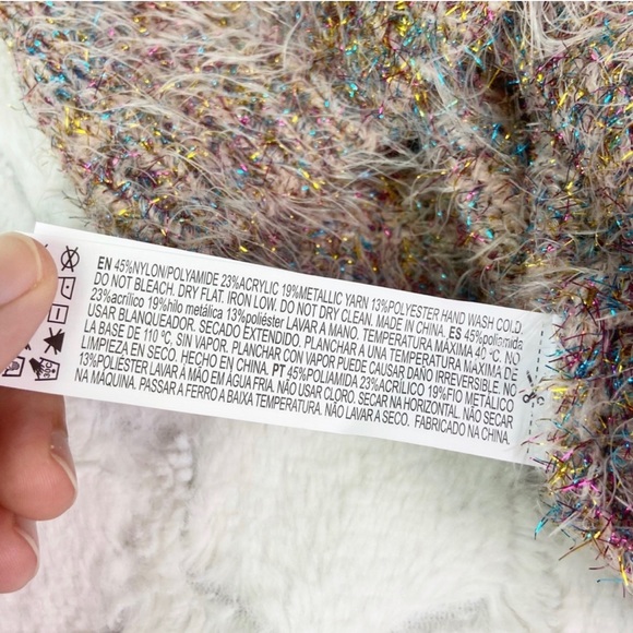 Forever 21 Pink Fuzzy Eyelash Knit Cropped Tank Top Medium - Picture 5 of 6